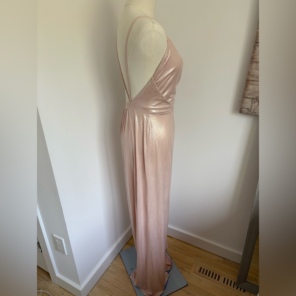 ASOS Pink Ruched Wrap Maxi Dress with Plunge Neckline - Picture 2 of 7